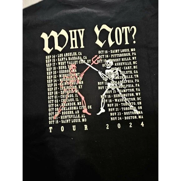 Rare Johnny Blue Skies "WHY NOT?" 2024 Tour T-Shirt - Black - Size 3XL - Picture 3 of 6